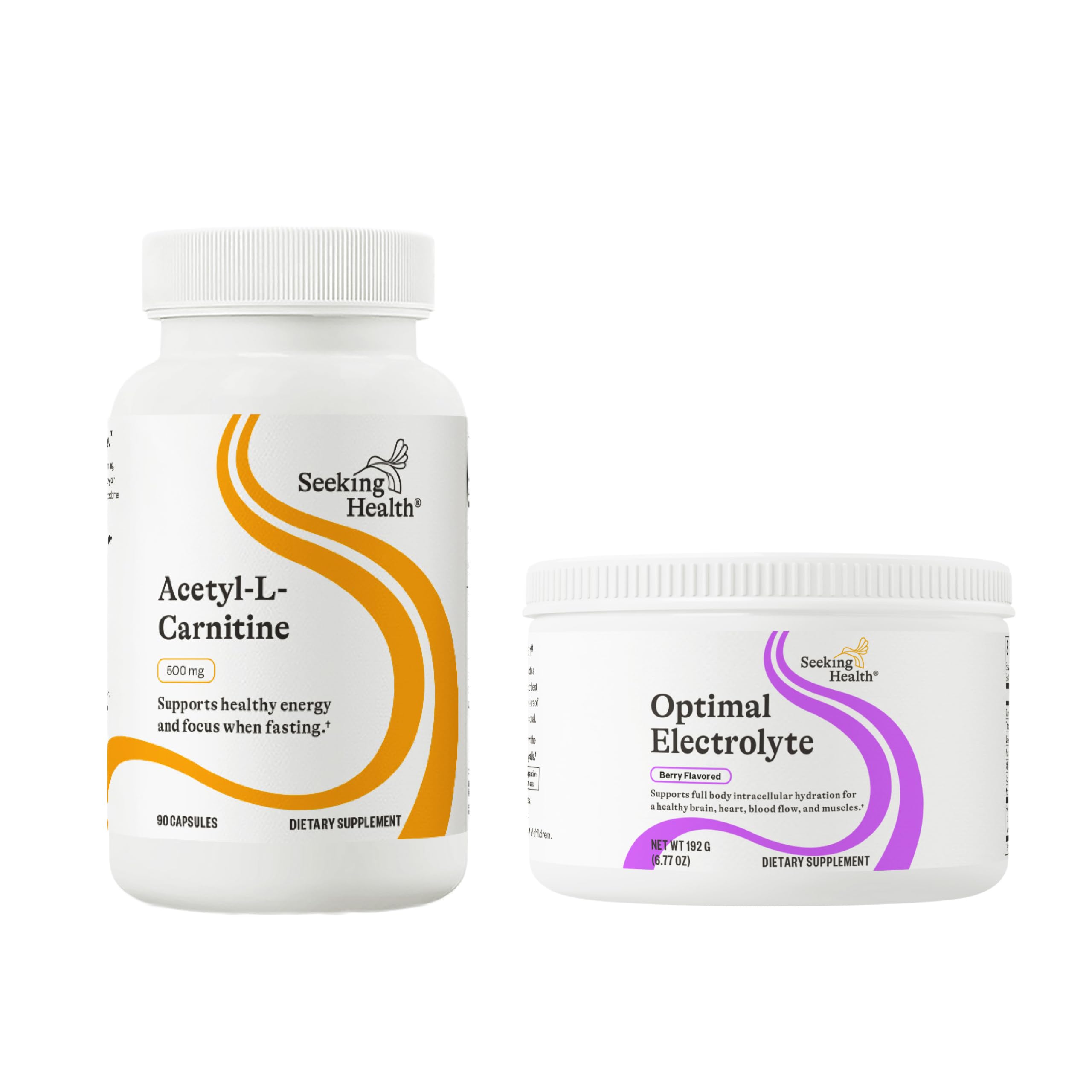 Seeking Health Acetyl-L-Carnitine bottle on wooden surface suggests natural, quality ingredients