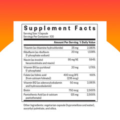 Seeking Health B Complex MF capsules closeup showing capsule texture and nutrient blend.
