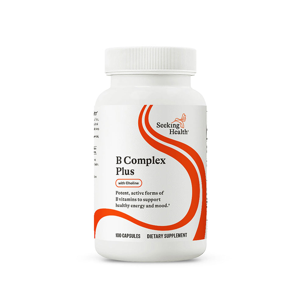 Seeking Health B Complex Plus bottle front for daily energy support.