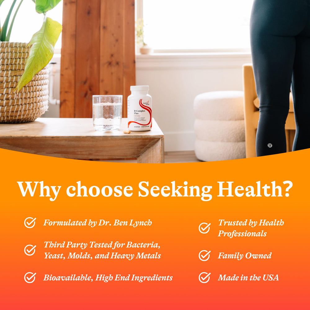 Seeking Health B Complex Plus bottle side angle.
