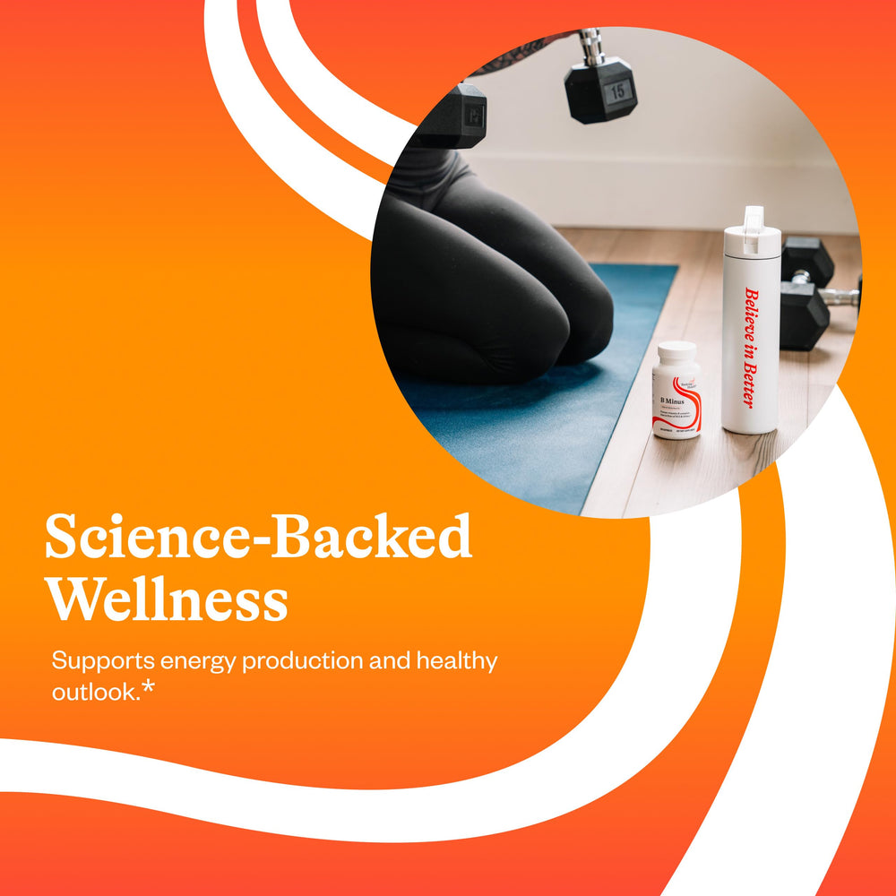 Seeking Health B-Minus bottle pour; smooth flow of capsules for daily use.