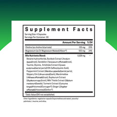 Seeking Health Bile Nutrients label close-up shows artichoke extract and ingredients