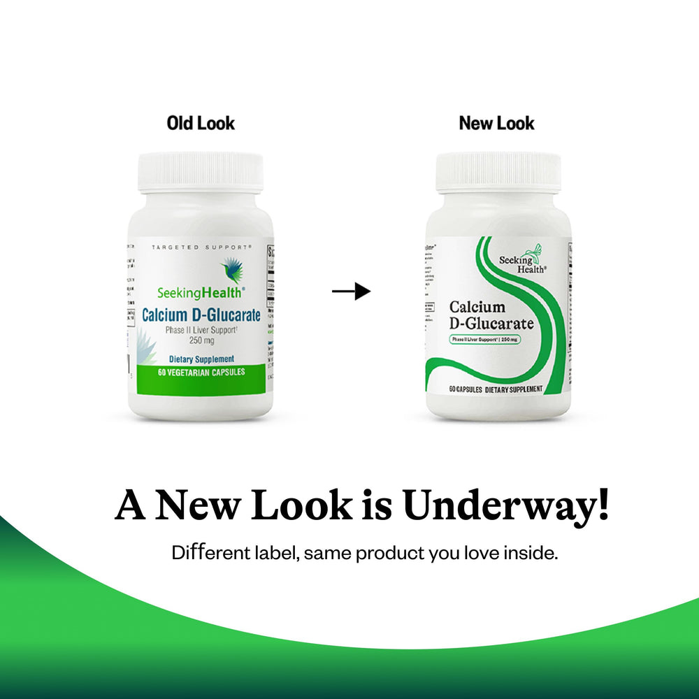 Seeking Health Calcium D-Glucarate eco-friendly packaging highlights quality and safety.