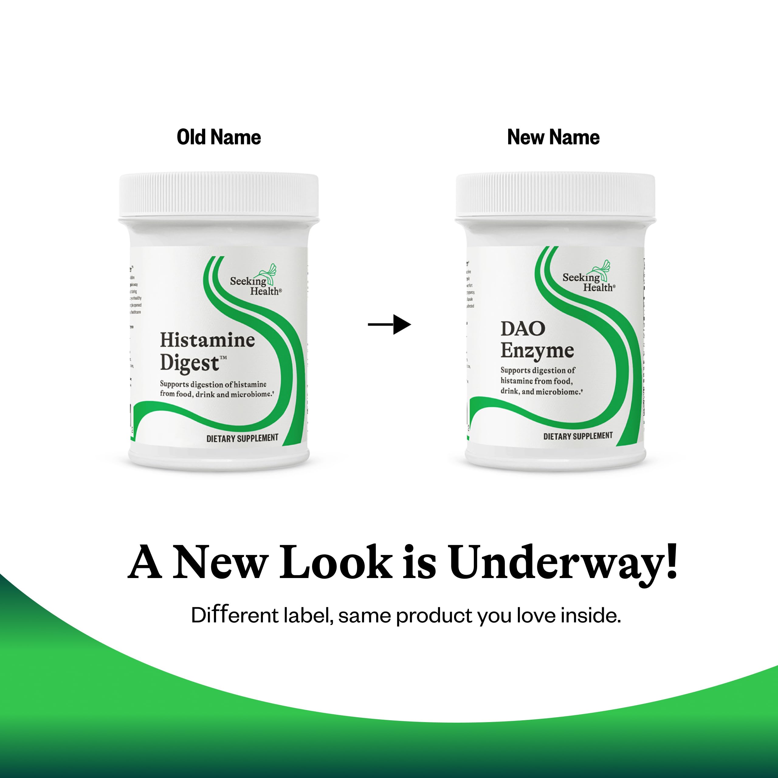 Seeking Health DAO Enzyme tablets dispense suggests simple daily dosing.