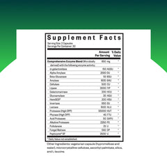 Seeking Health Digestive Enzymes bottle back showing allergen-free formulation