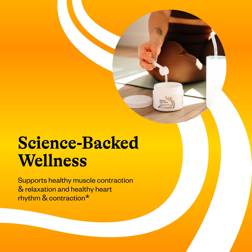 Seeking Health electrolyte powder in glass with a straw illustrating steady energy for long days