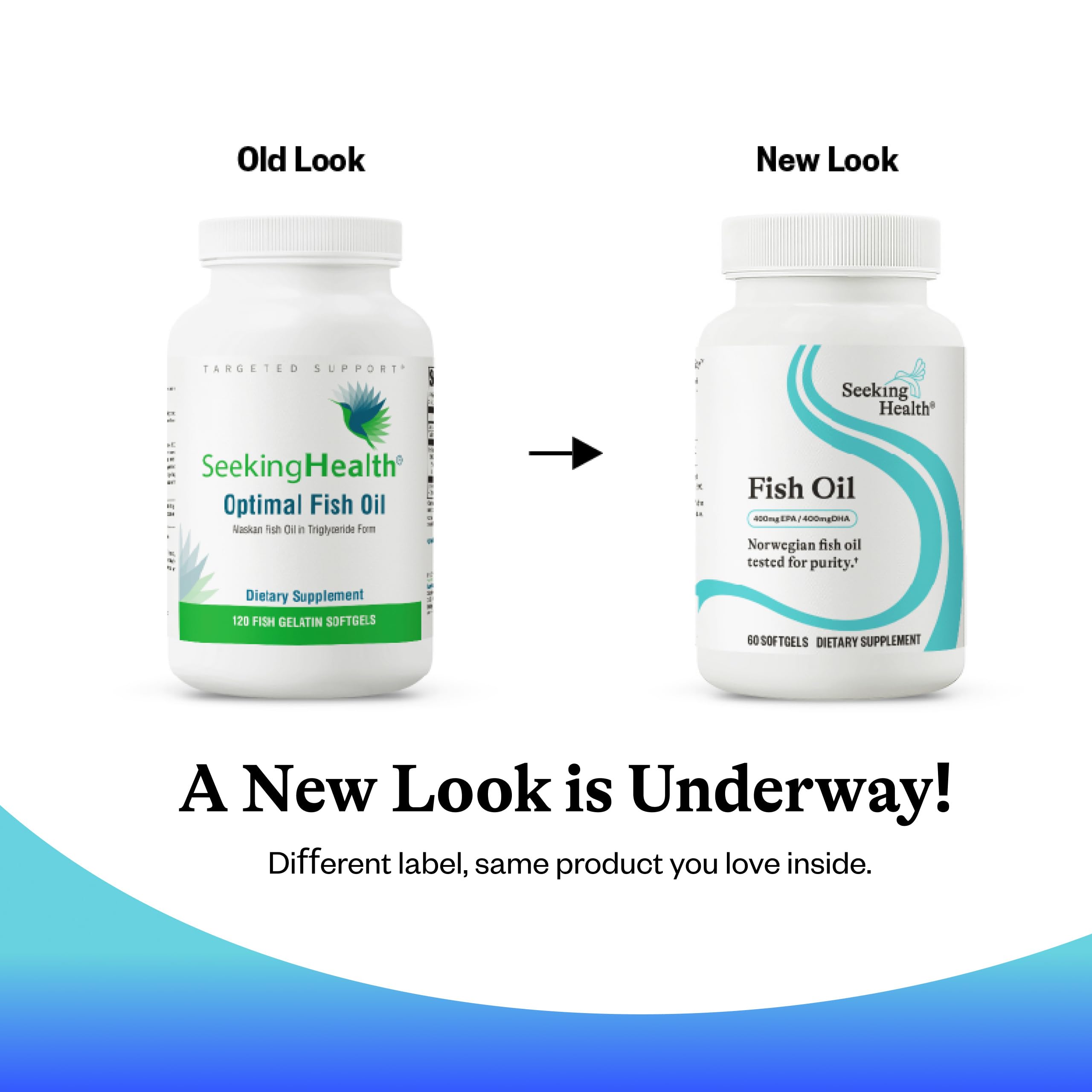 Seeking Health Fish Oil bottle with meals for daily supplementation.