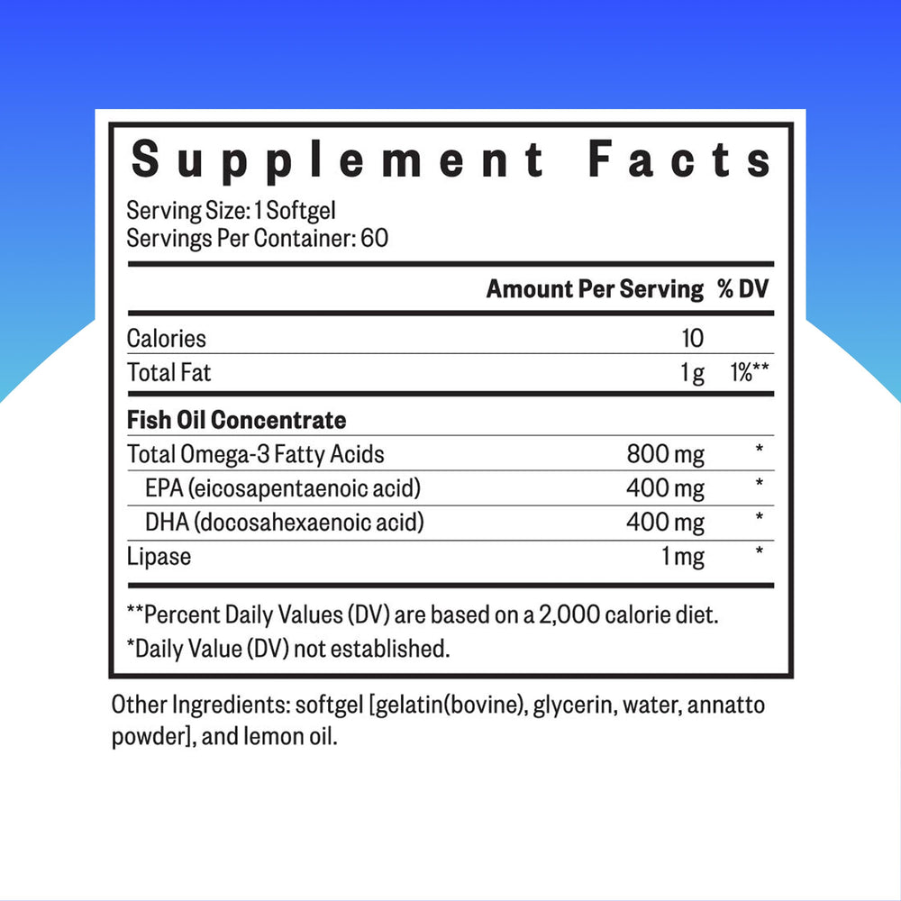 Close-up of Seeking Health Fish Oil softgel showing triglyceride-bound omega-3.