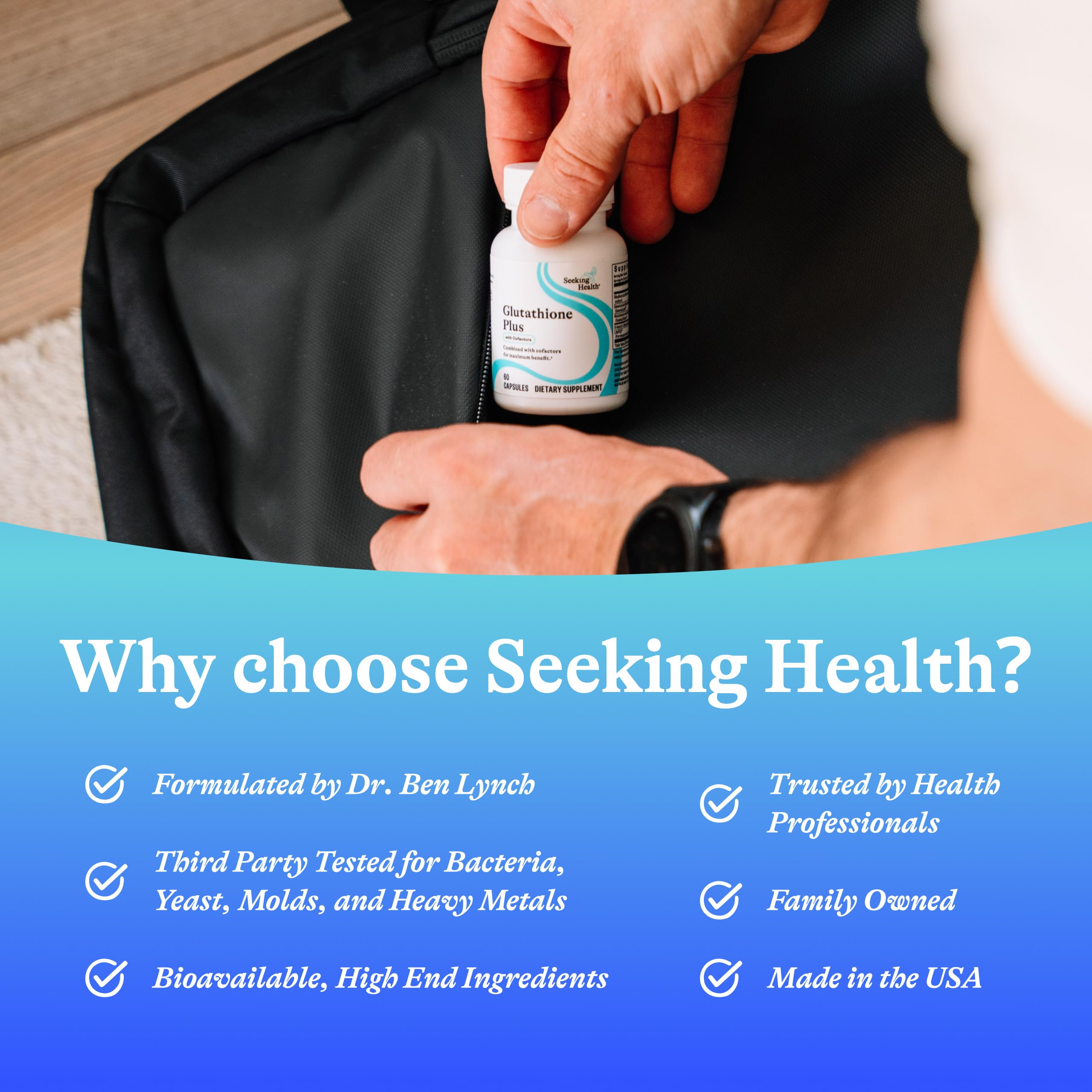 Seeking Health Glutathione Plus allergen-friendly formula free from common triggers.