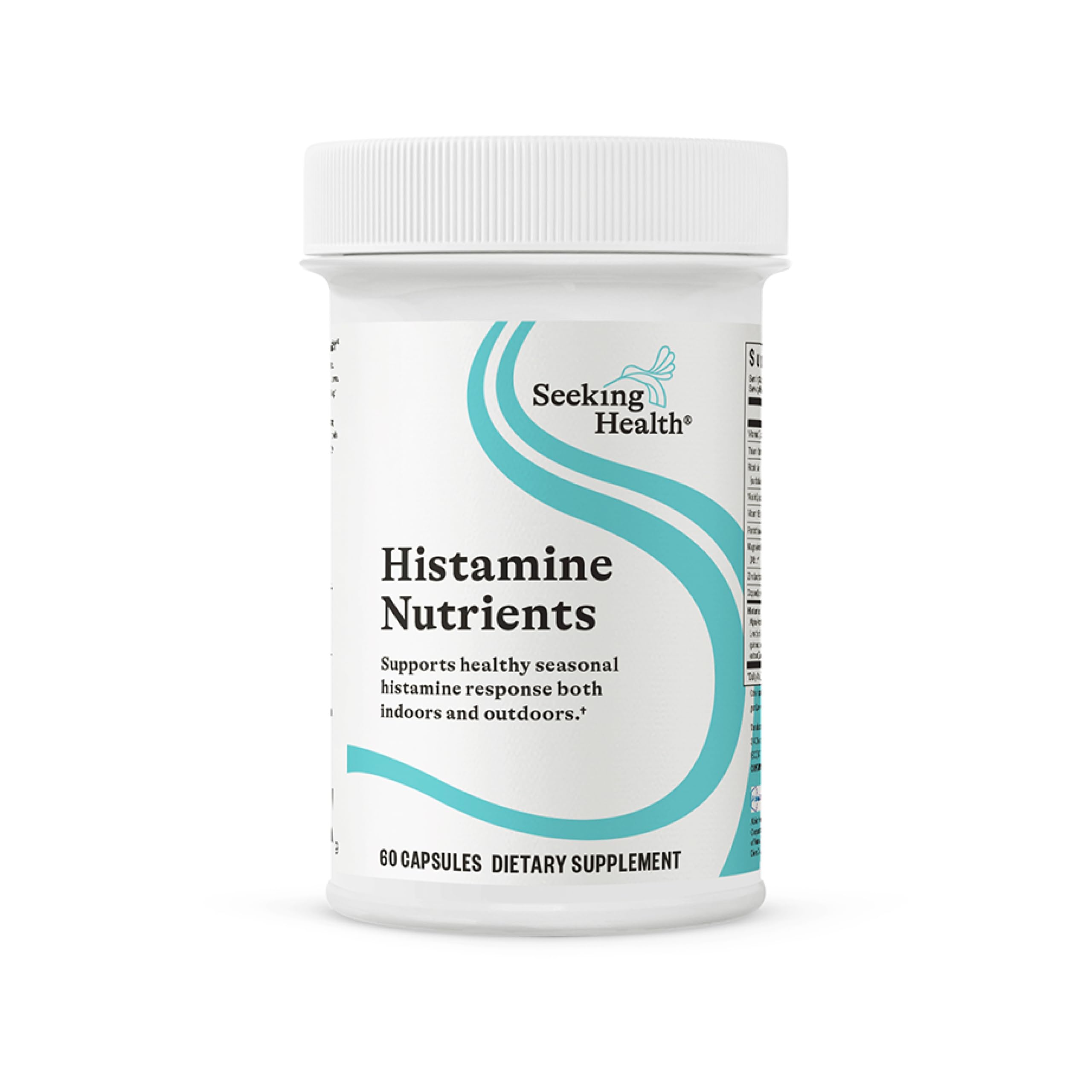 Seeking Health Histamine Nutrients bottle front showing seasonal support formula.