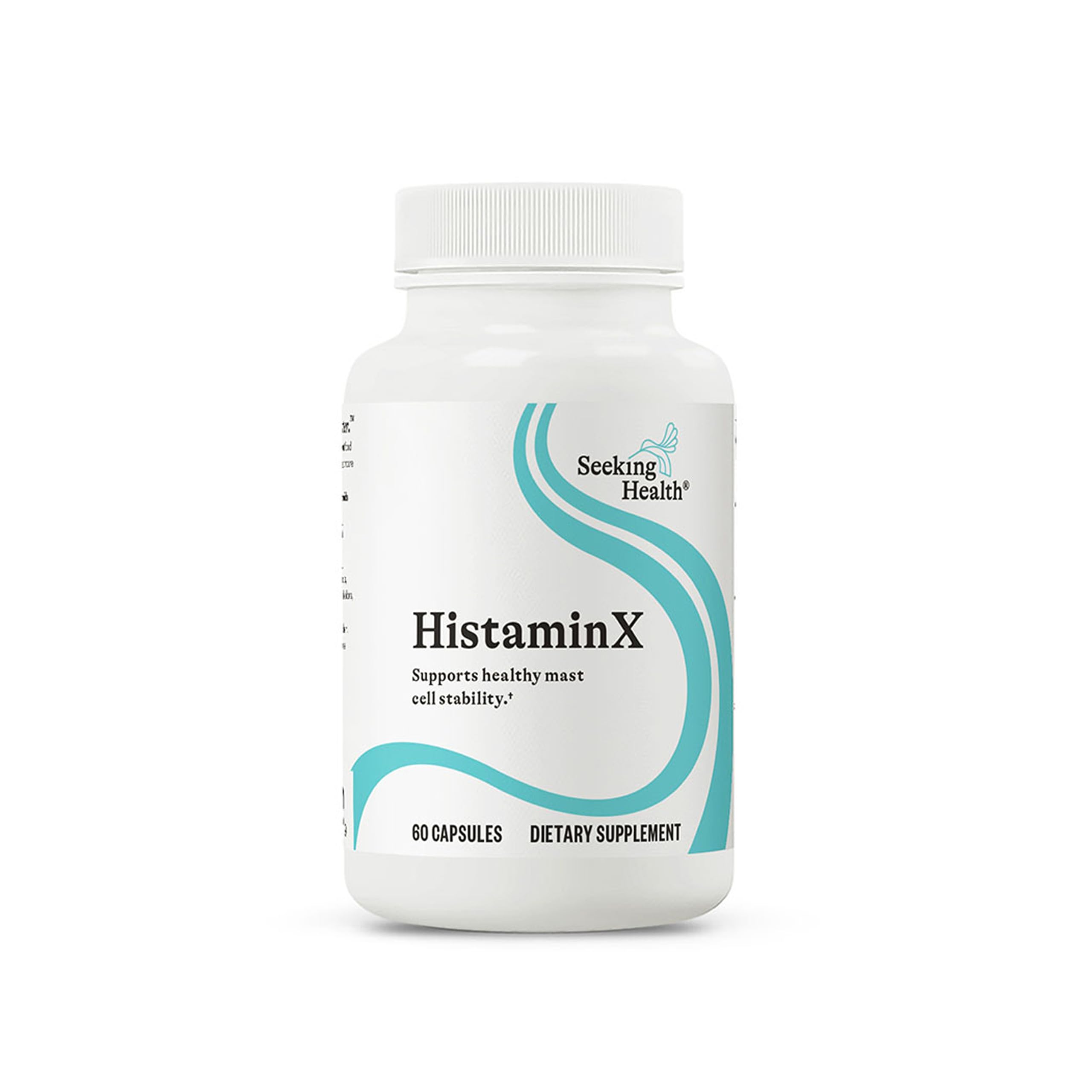 Seeking Health HistaminX bottle front showing label and capsules for swelling support