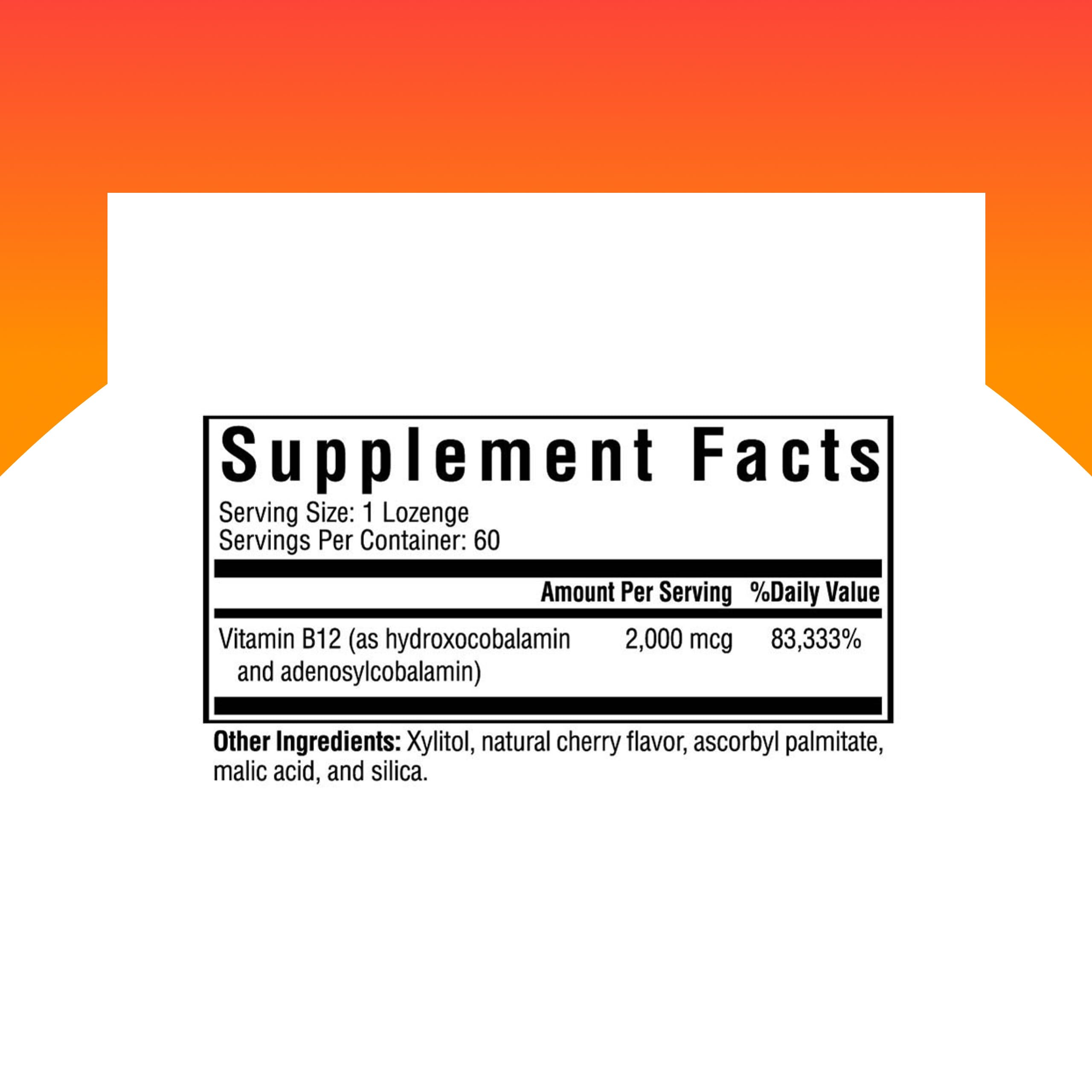 Seeking Health Hydroxo-Adeno B12 lozenge pack back shows ingredients and directions