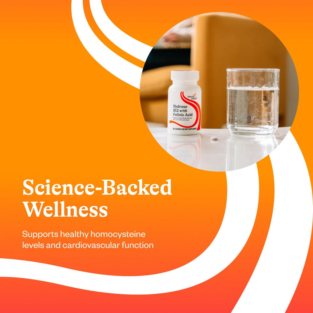 Bottle open view of Seeking Health Hydroxo B12 with allergen-friendly formulation.
