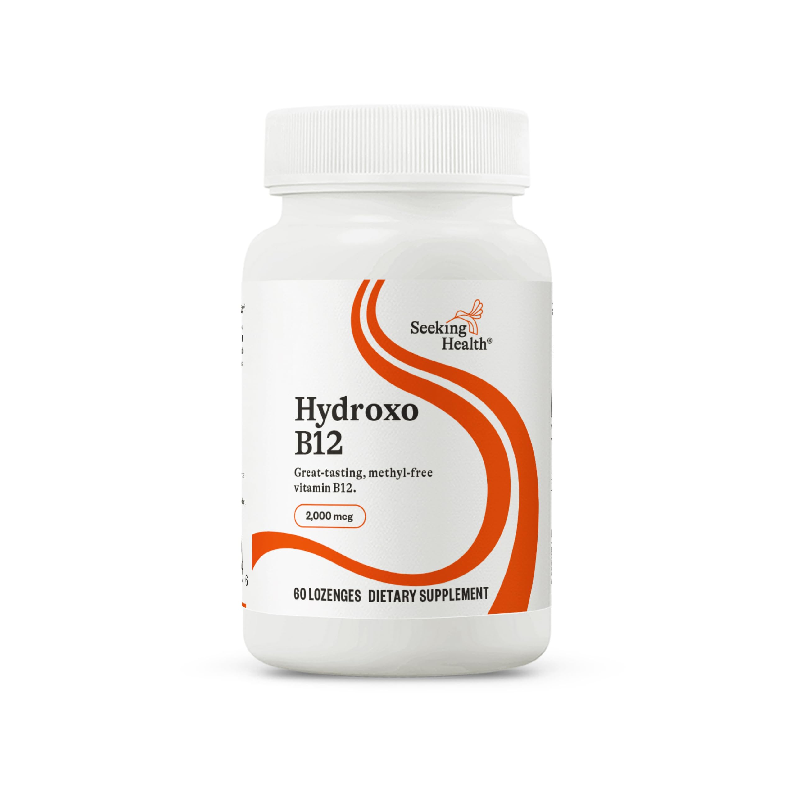 Seeking Health Hydroxo B12 bottle showing daily energy support potential.