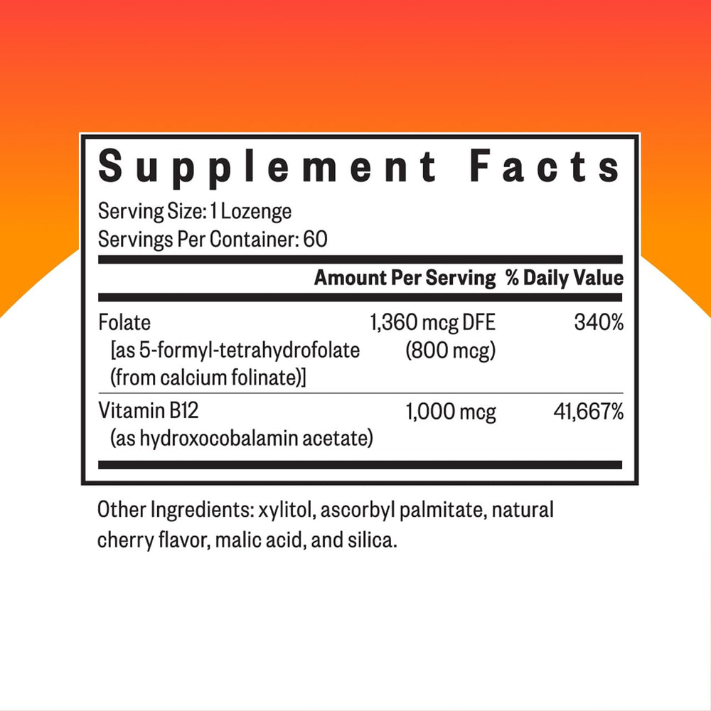Seeking Health Hydroxo B12 lozenge on tongue for quick absorption and use.