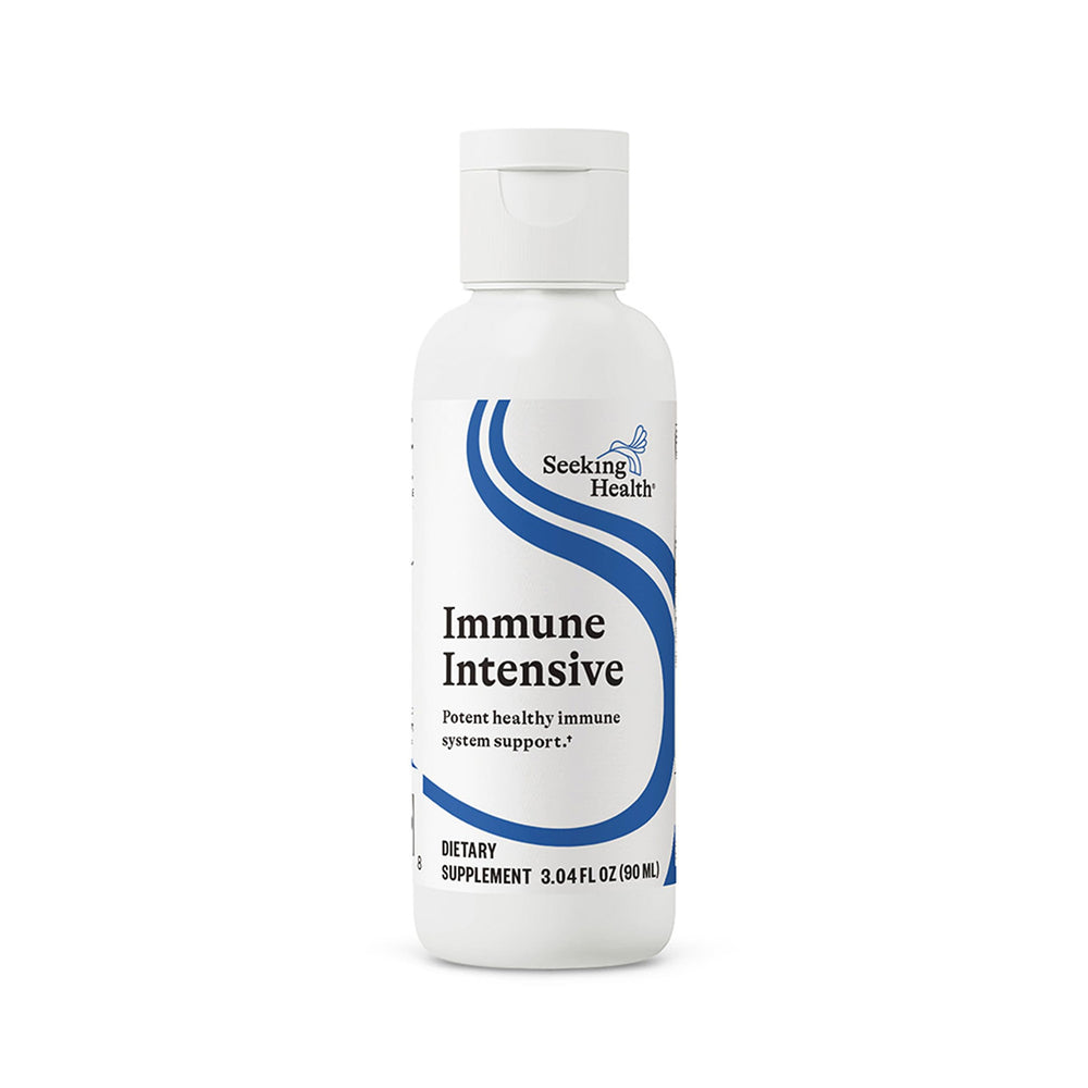 Seeking Health Immune Intensive bottle label shows immune support nutrients