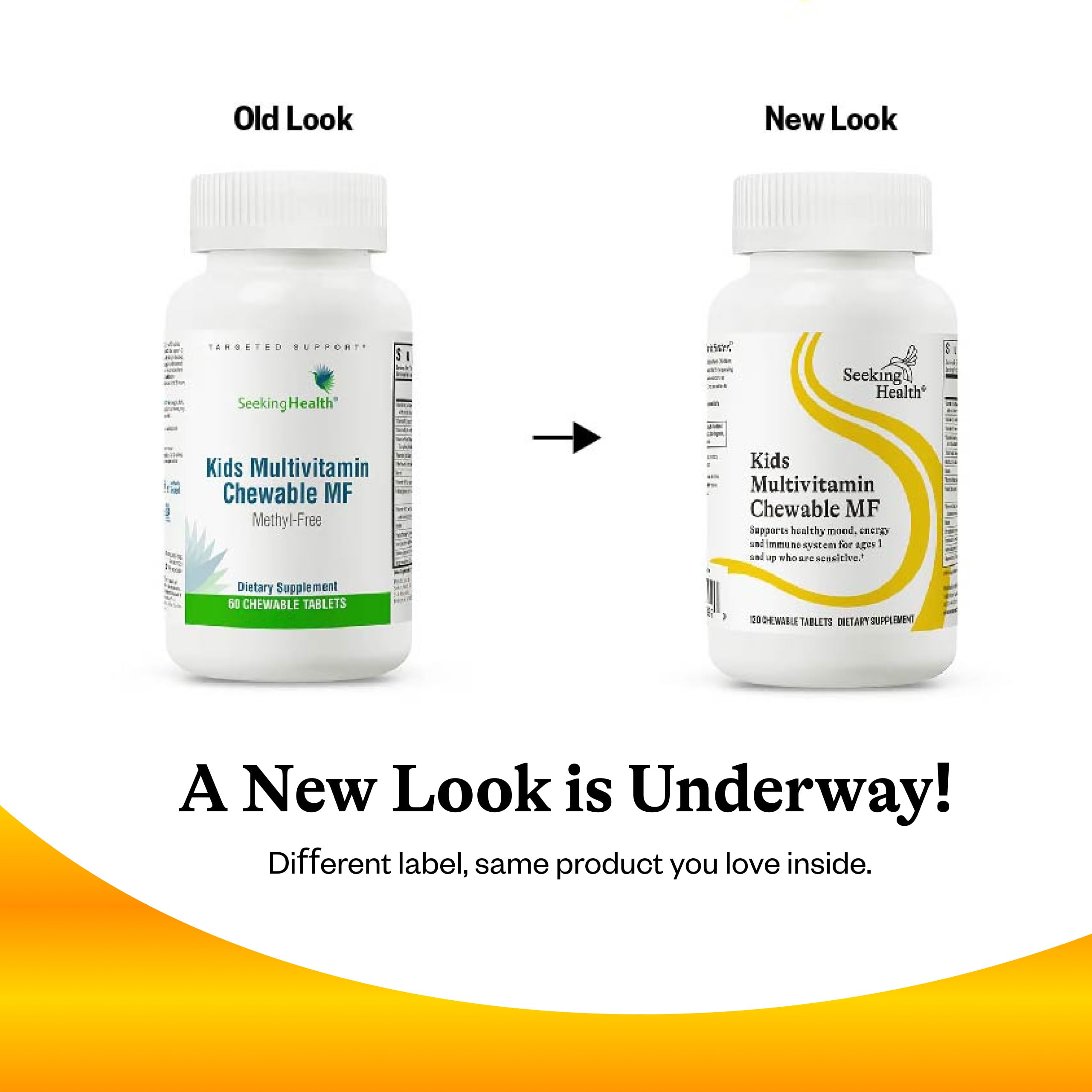 Seeking Health Kids Multivitamin MF child holding bottle emphasizing family-friendly vitamins