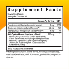 Seeking Health Kids Optimal Focus chewables on a child's desk for daily focus.