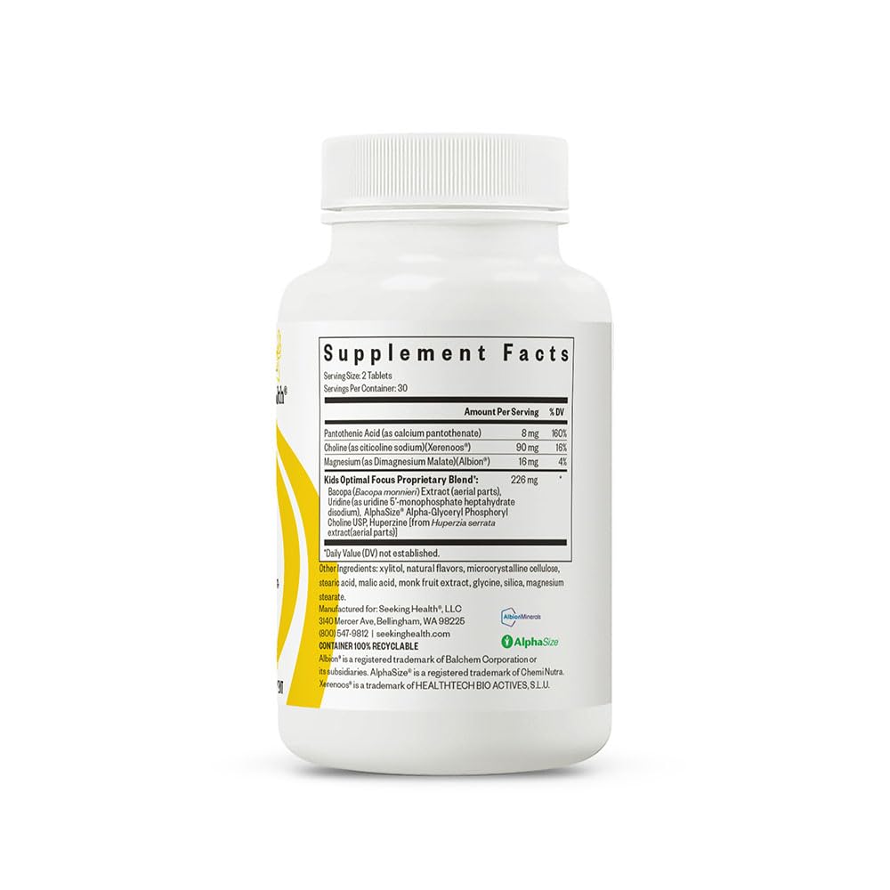 Seeking Health Kids Optimal Focus chewables close-up for daily use.