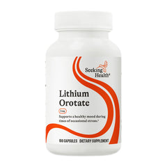 Seeking Health Lithium Orotate bottle front for brain health support.