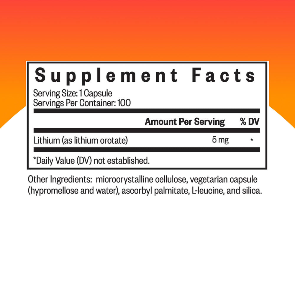 Seeking Health Lithium Orotate tablets close-up for daily memory and focus routines.