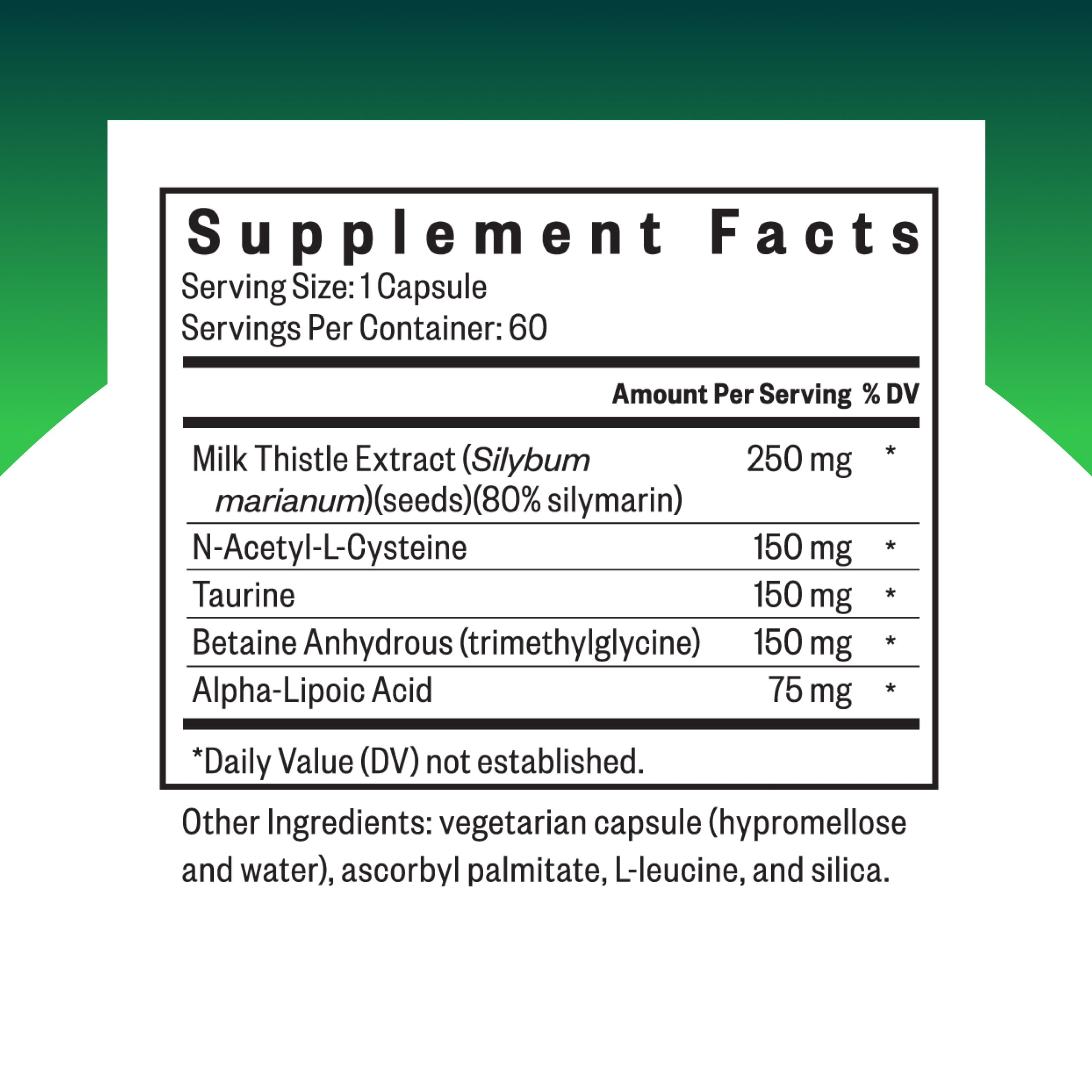 Seeking Health Liver Nutrients capsules close-up for glutathione maintenance.