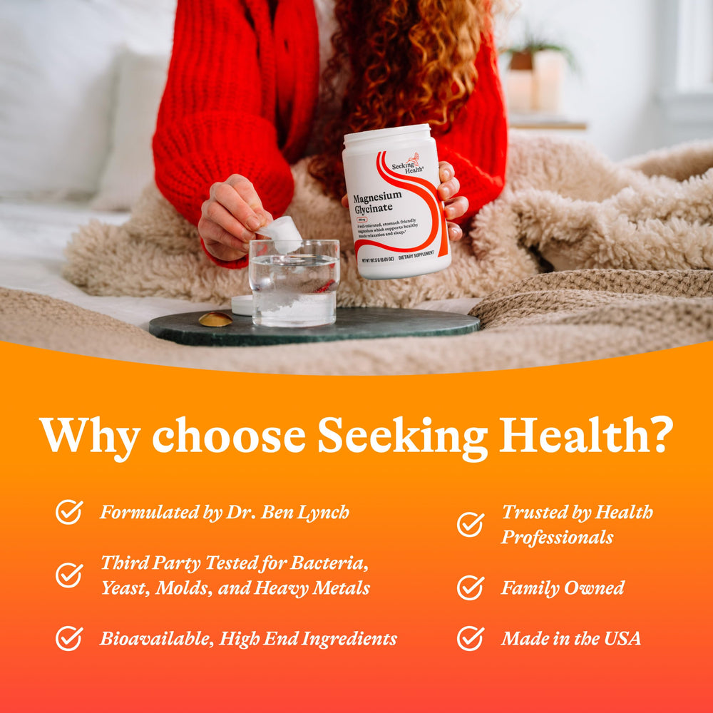 Vegan-friendly Seeking Health Magnesium Glycinate Powder for vegetarian diets.