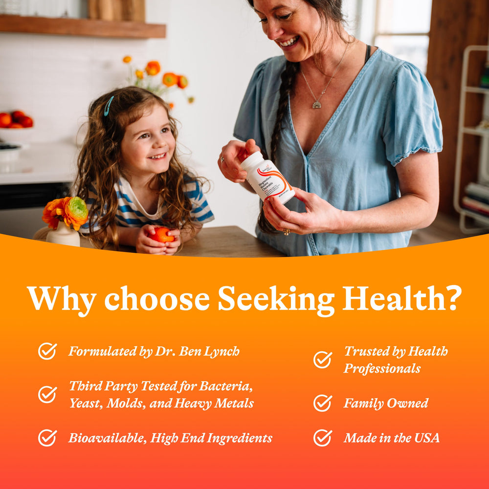 Seeking Health Magnesium Malate chewables on store shelf signaling trusted quality