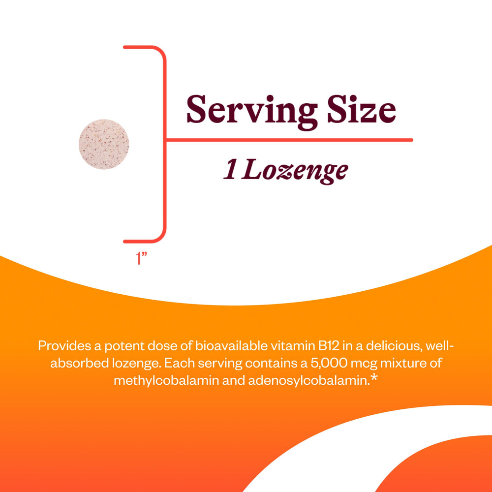Seeking Health Methyl B12 5000 lozenge dissolving in mouth for fast absorption.