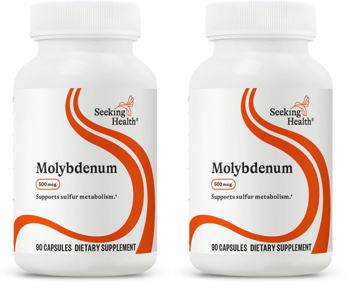 Seeking Health Molybdenum 500 bottle front promoting metabolism support
