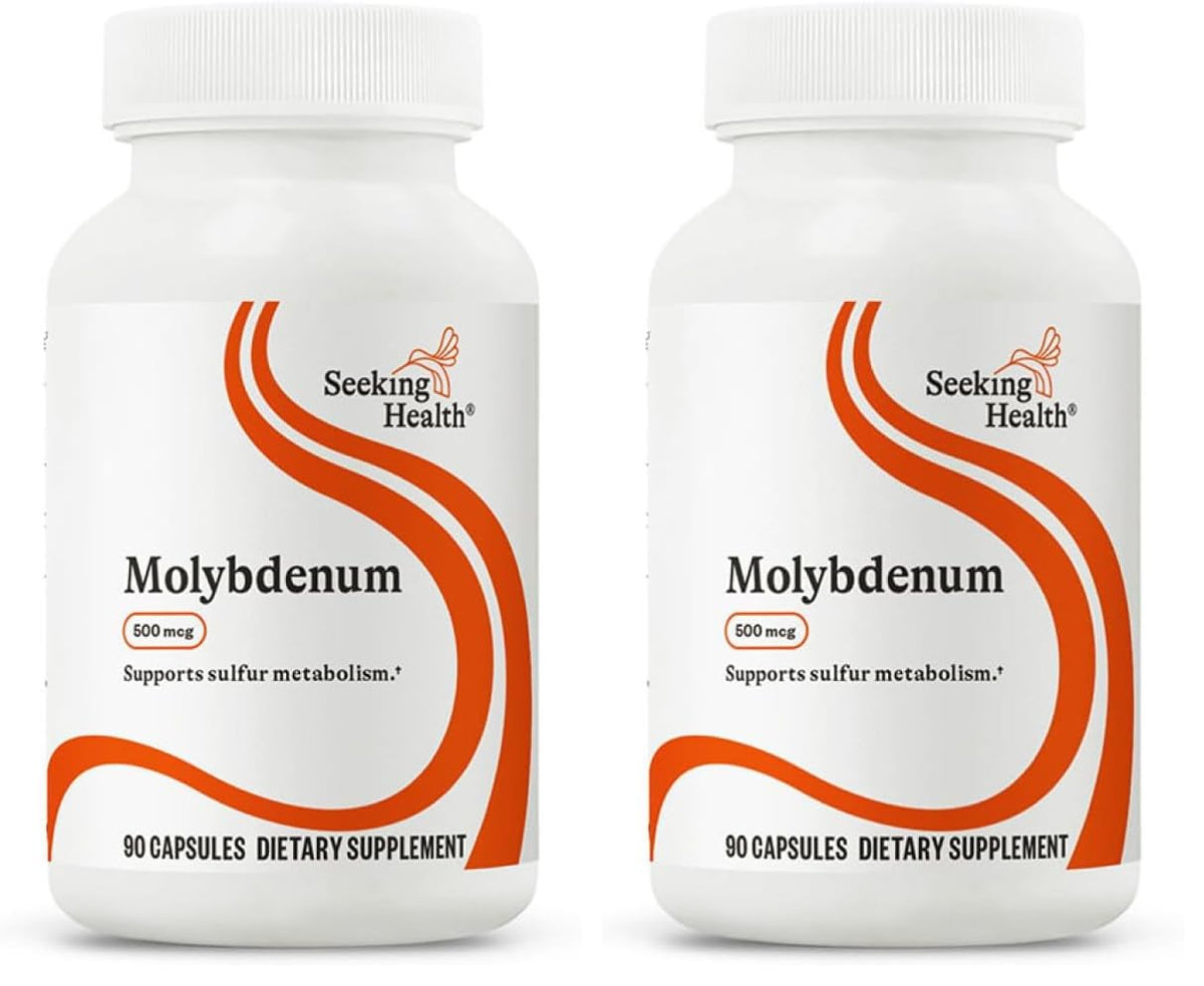 Seeking Health Molybdenum 500 bottle front promoting metabolism support