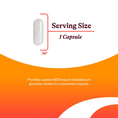 Seeking Health Molybdenum 500 capsules close-up of vegetarian formula