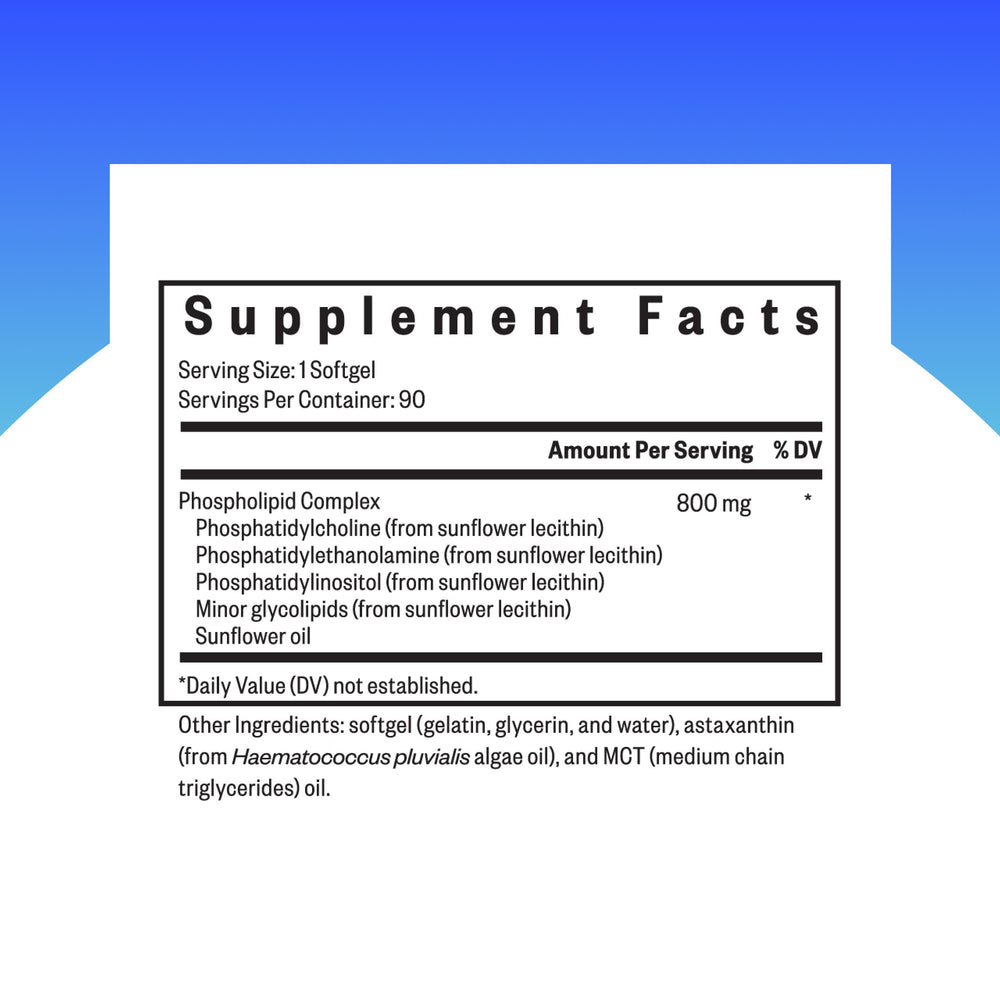 Close-up of Seeking Health Optimal PC softgels highlighting choline for cognitive and metabolic support