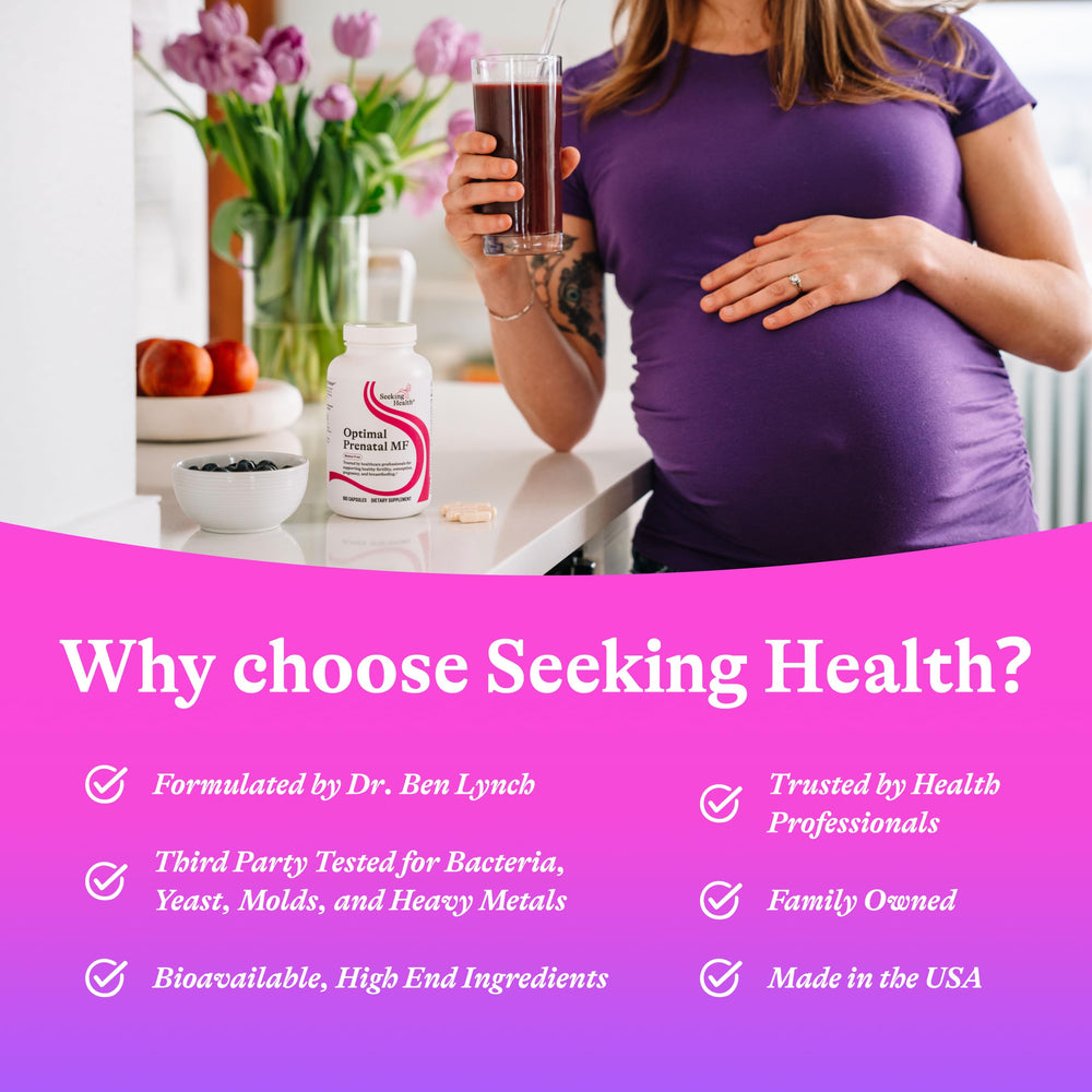 Seeking Health Optimal Prenatal MF ingredient panel on box