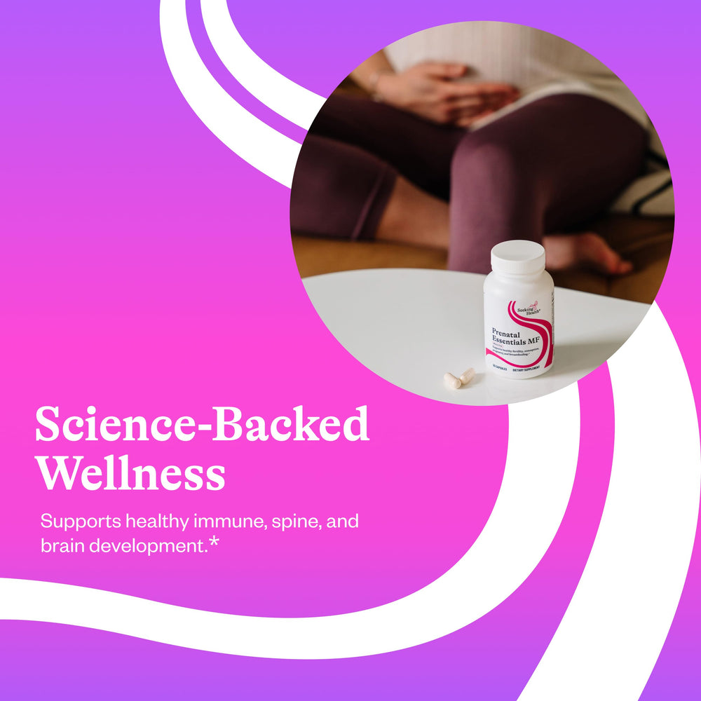 Seeking Health Prenatal Essentials MF ingredients panel with selenium, D3, K2 and B12