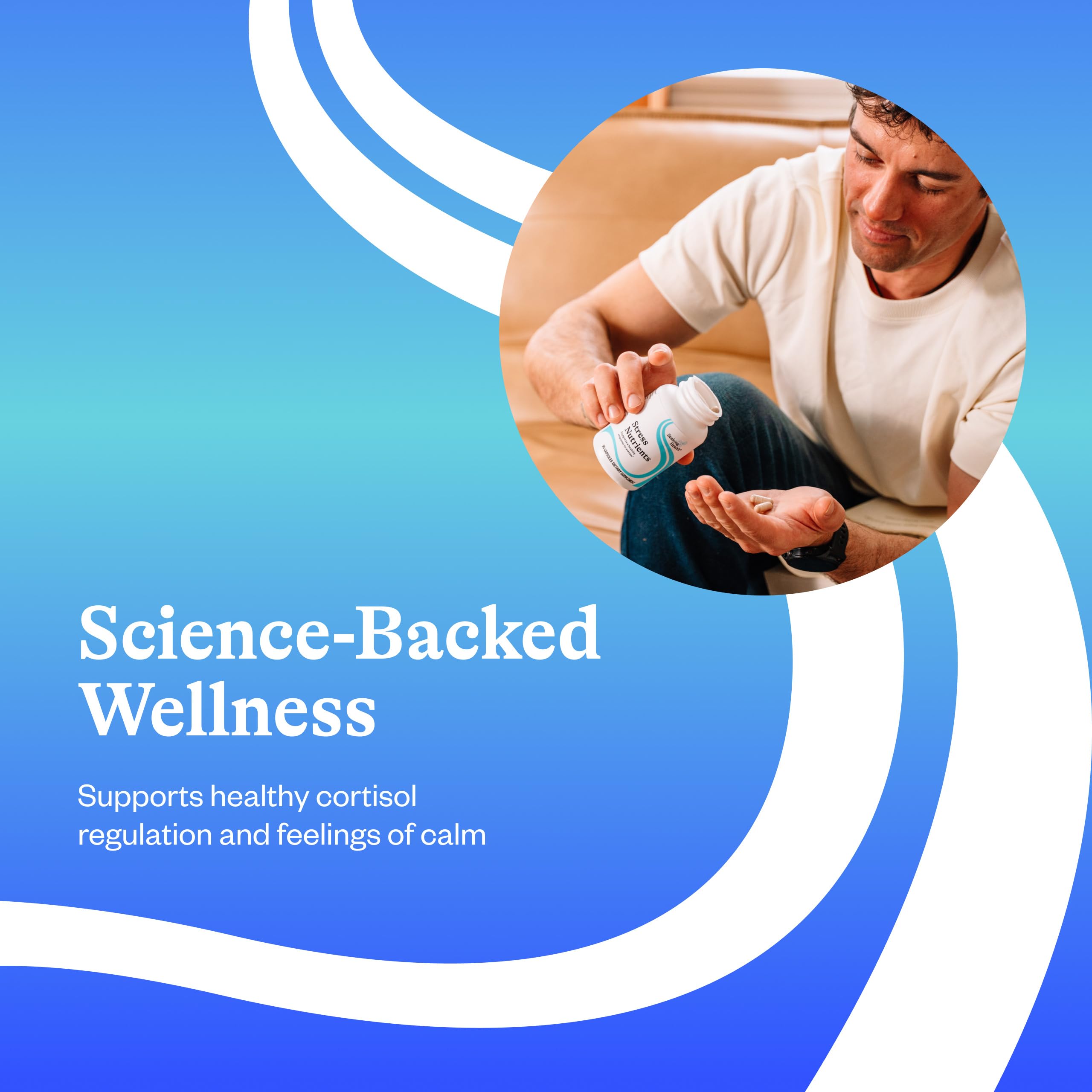 Seeking Health Stress Nutrients ingredients panel highlighting adaptogens for resilience