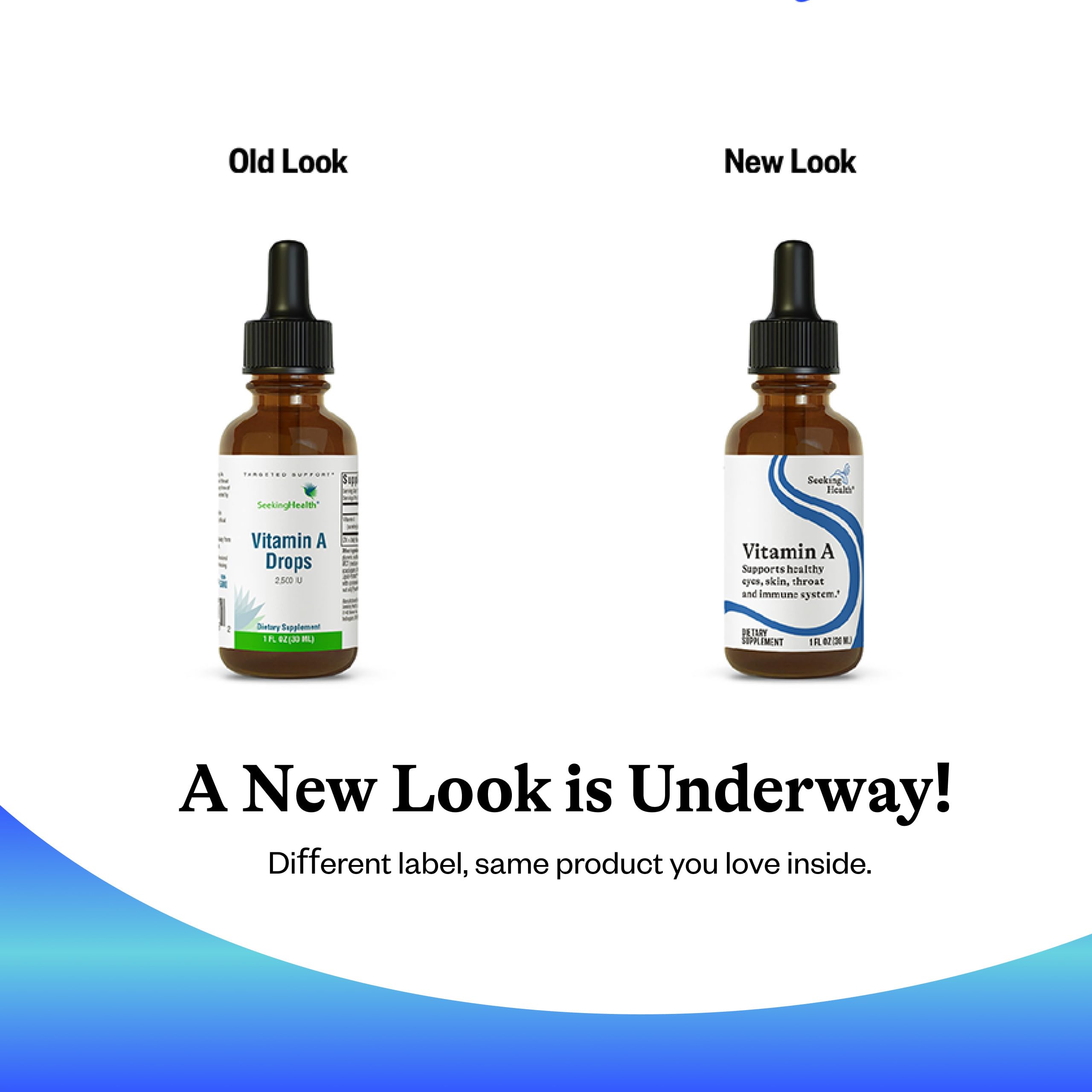 Seeking Health Vitamin A Drops in a clean kitchen setting suggests easy routine integration.