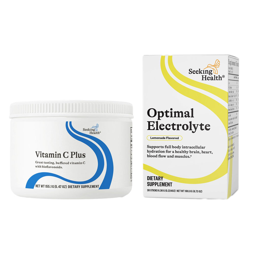 Seeking Health Vitamin C Plus bottle label details showing high potency vitamin C.