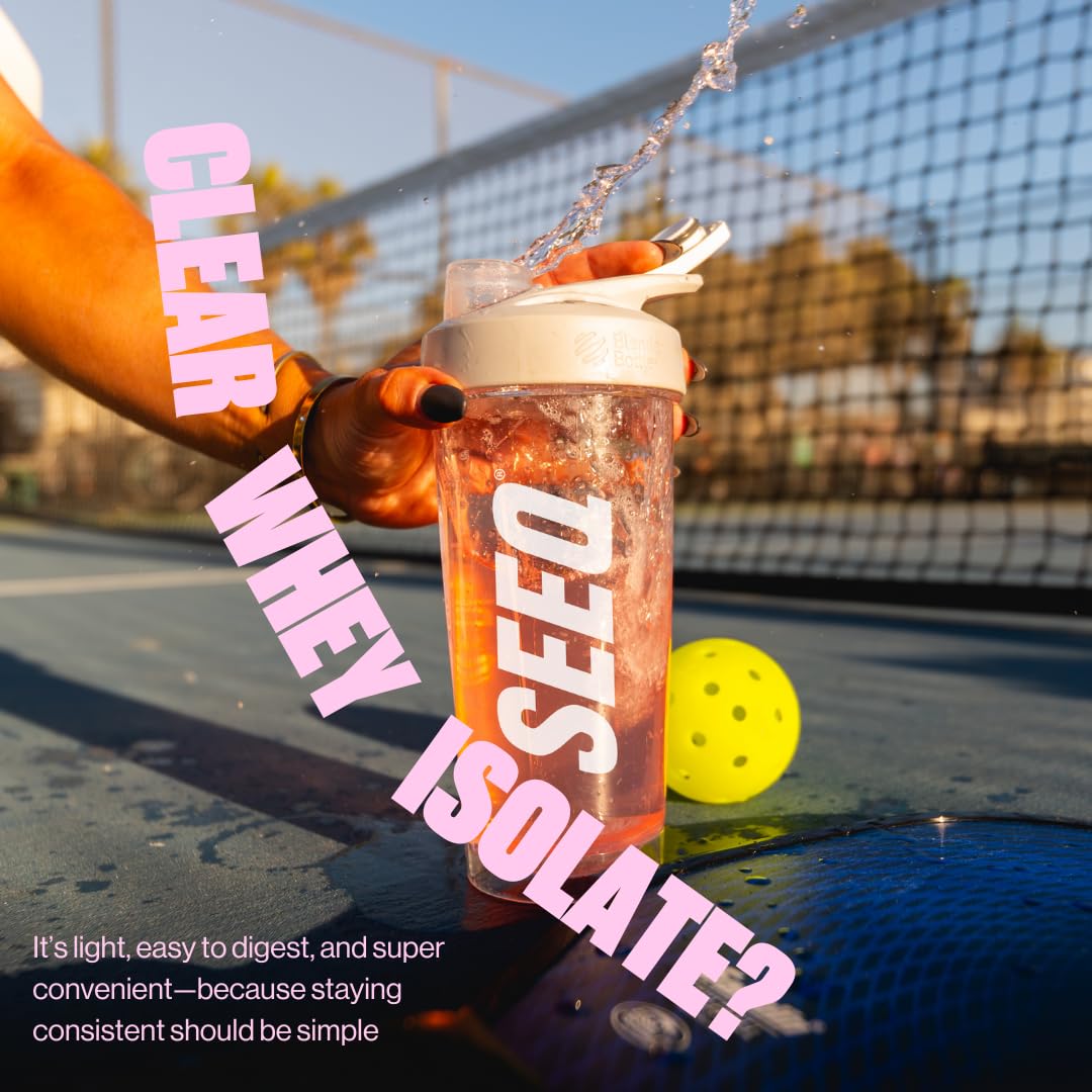 Shaker cup with SEEQ powder ready to mix after workouts