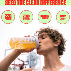 SEEQ Clear Whey Watermelon Wave scoop ready for a high-protein, low-sugar shake