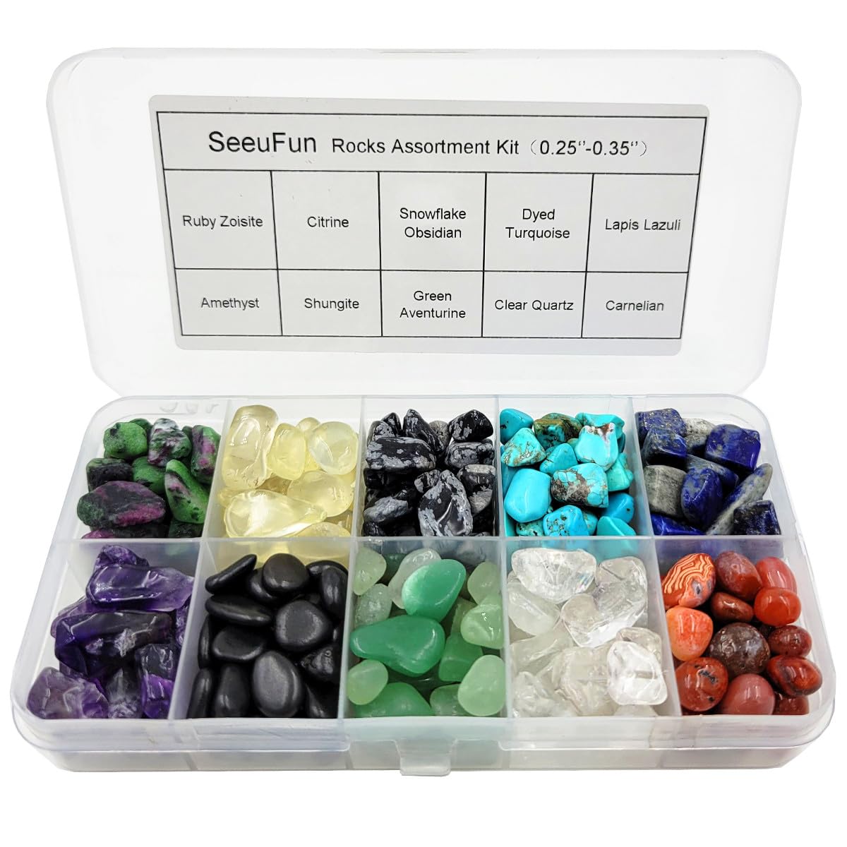 SeeuFun 10 kinds gemstones chips set for jewelry making and crafting.
