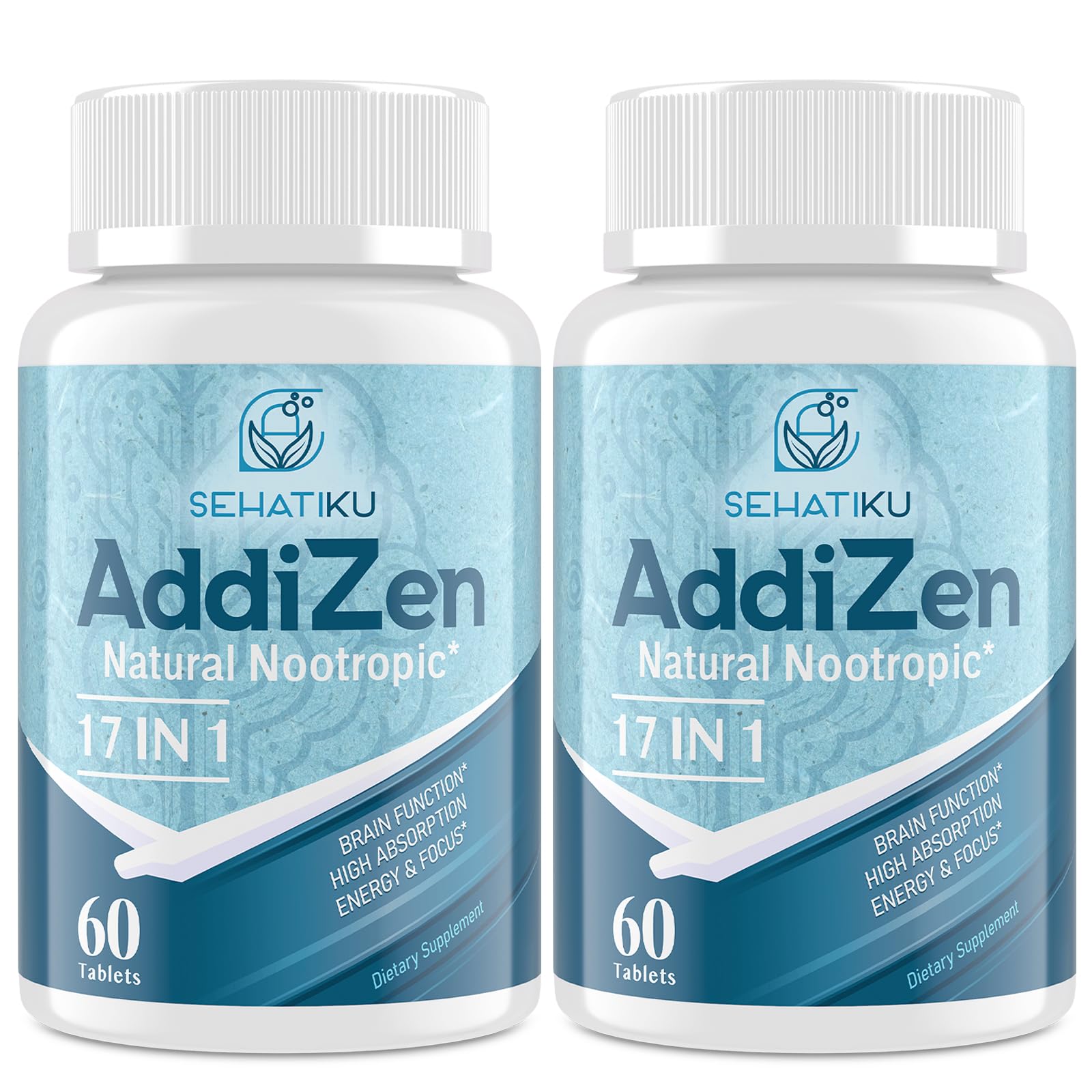SehatiKu 17-in-1 brain supplement bottle front promoting focused energy.