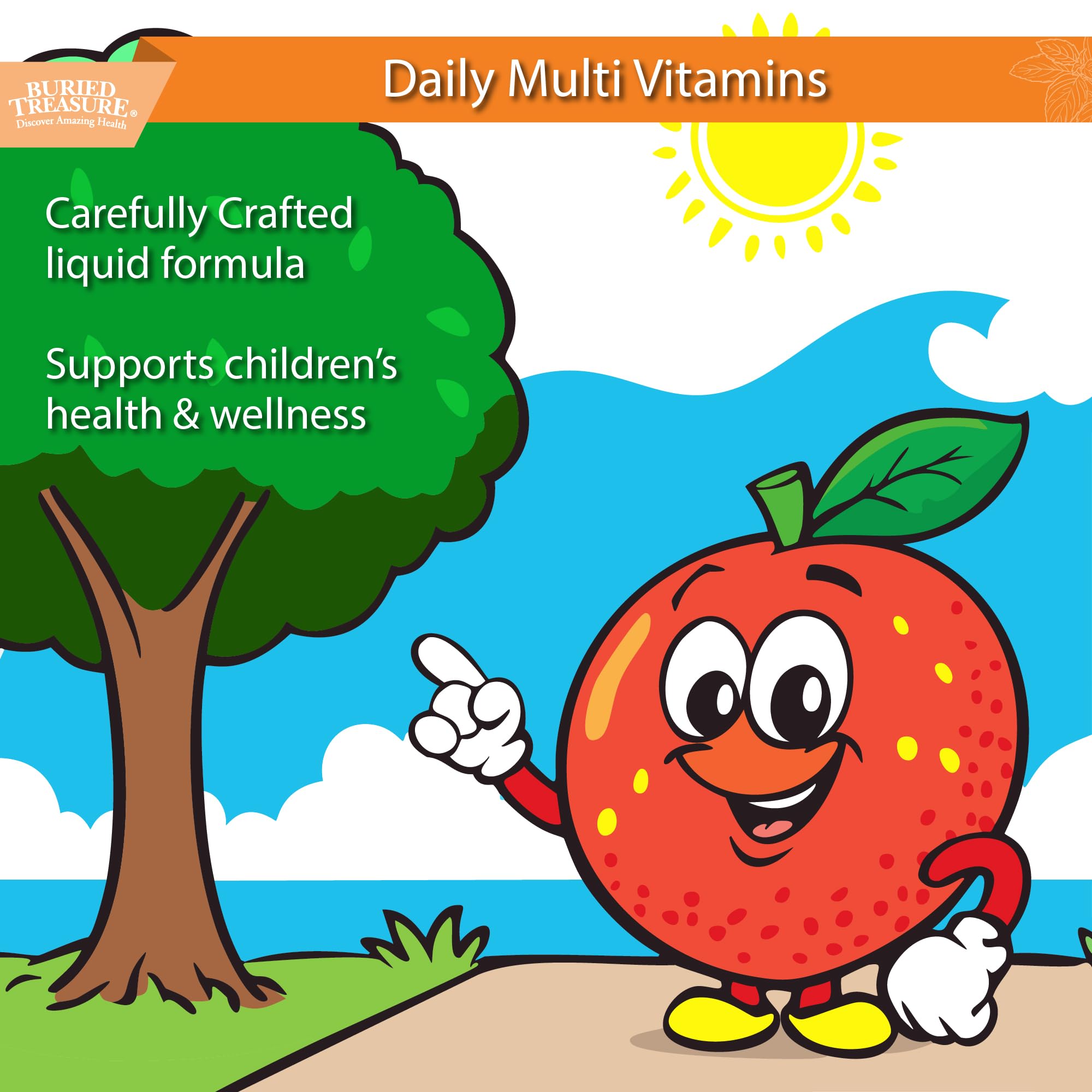 Orange mango flavor of Buried Treasure makes vitamins tasty and easy to take.
