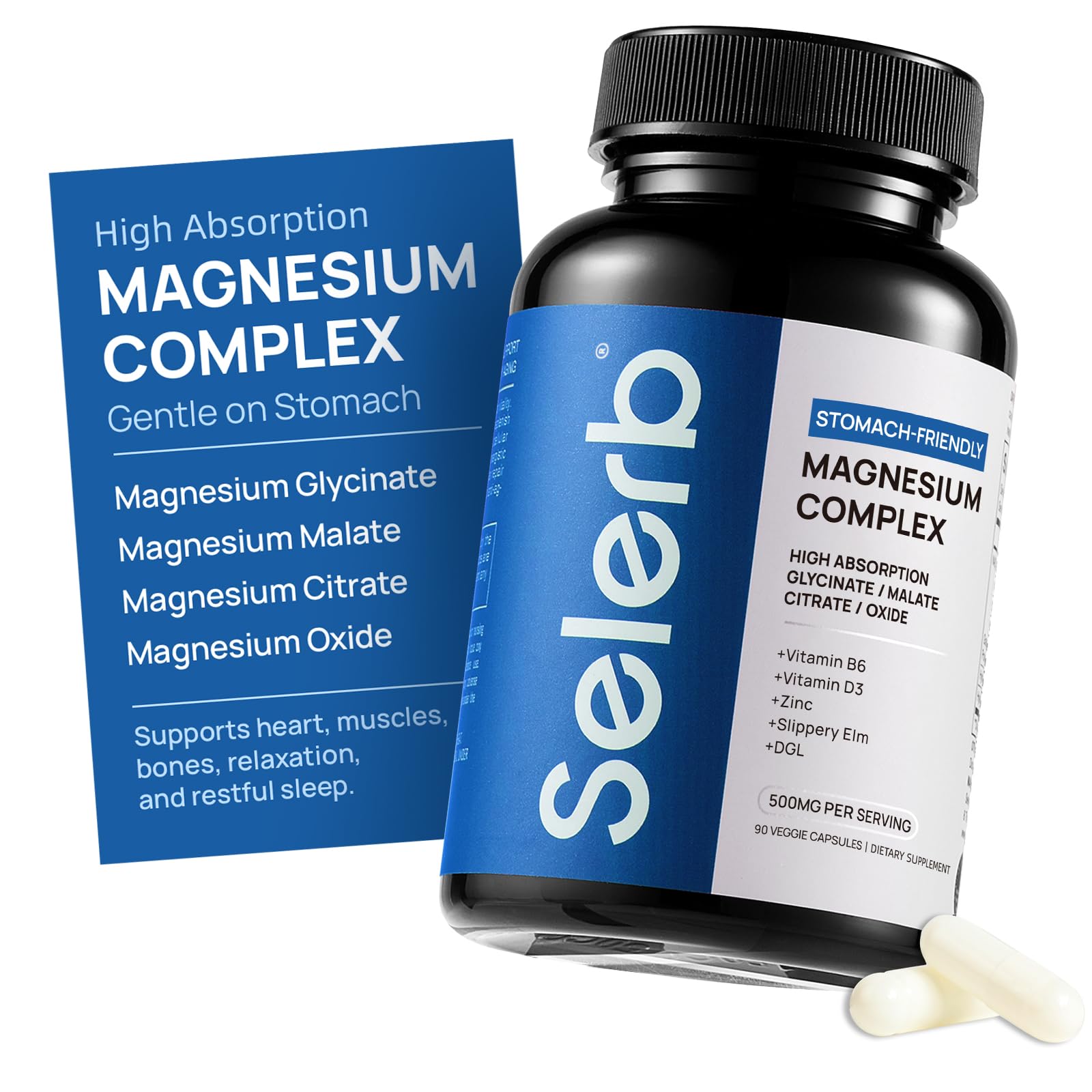 Selerb Magnesium Complex bottle-front view supports daily calm and energy