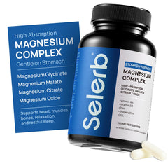 Selerb Magnesium Complex bottle-front view supports daily calm and energy