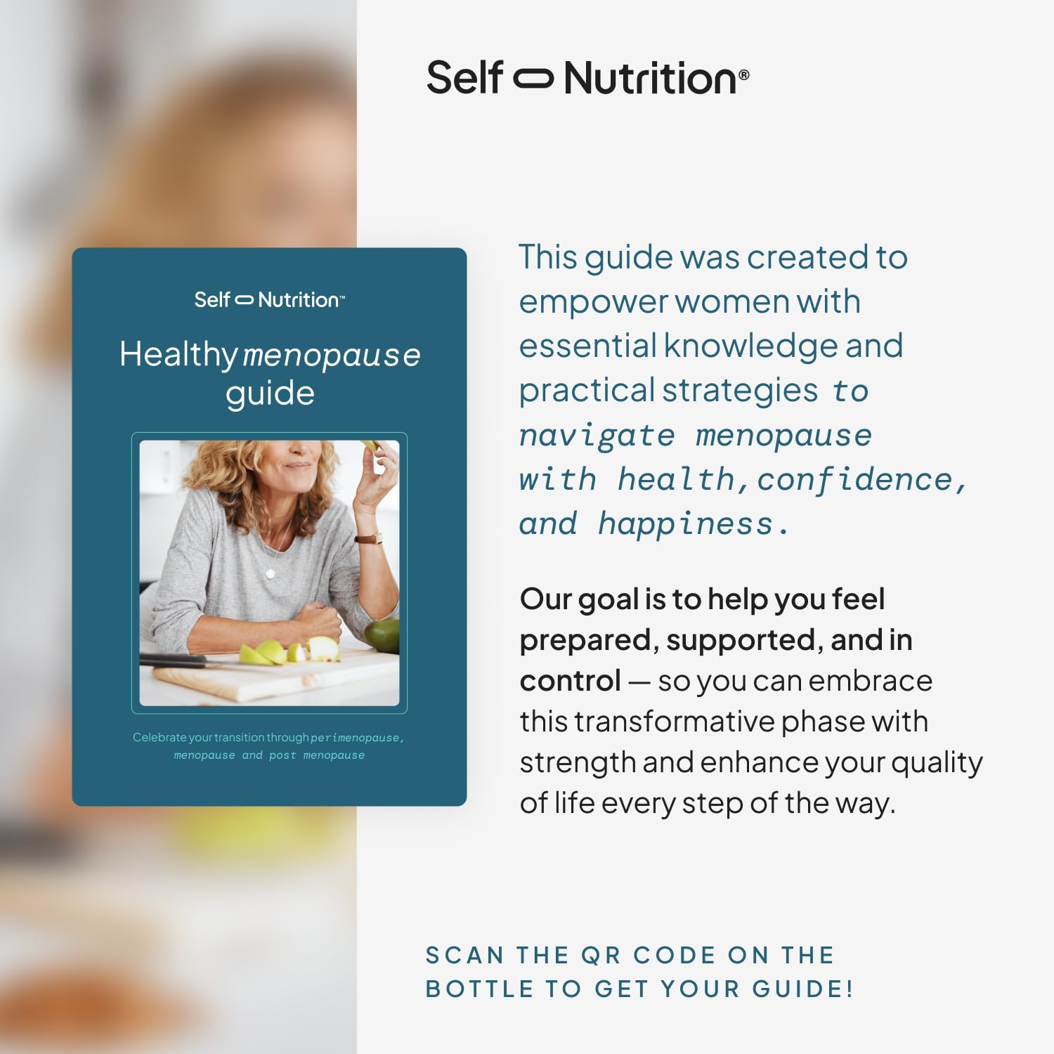 SELF NUTRITION Menopause label details purity and allergen-friendly features.
