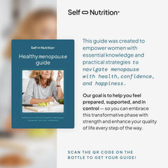 SELF NUTRITION Menopause label details purity and allergen-friendly features.
