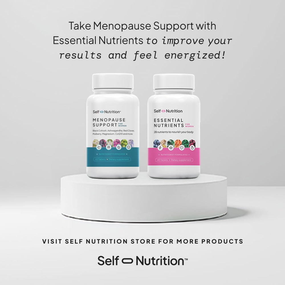 SELF NUTRITION Menopause lifestyle image suggests women-focused health support.