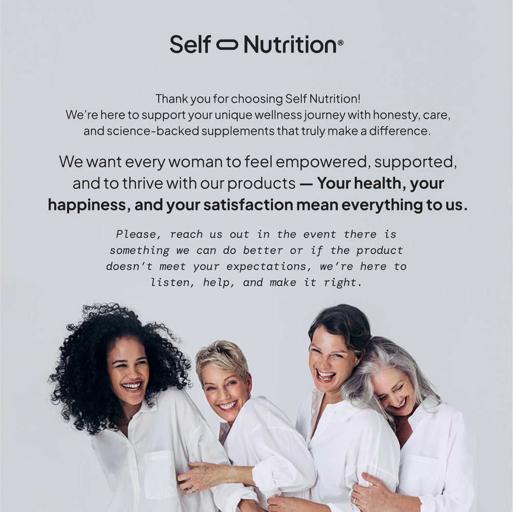 SELF NUTRITION Menopause sleep support shown beside a calming setting.
