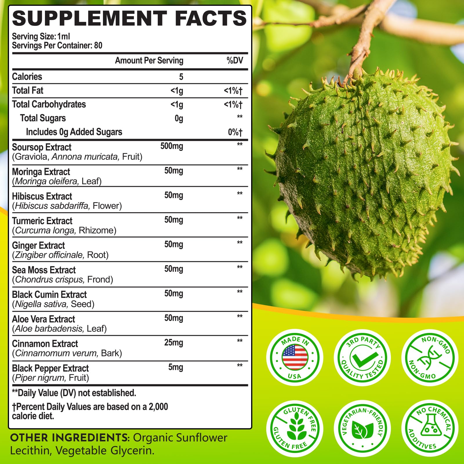 Selicheal Soursop Bitters bottle close-up showing label and potency